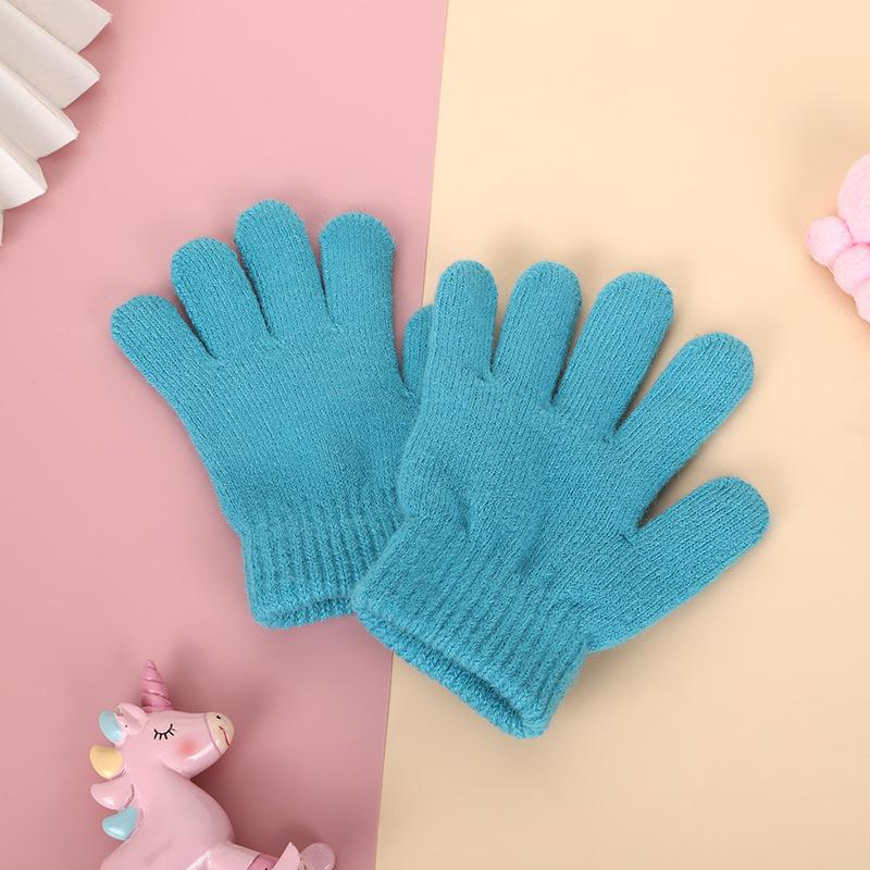 Winter solid color warm and cold gloves knitted gloves student couple cycling gloves