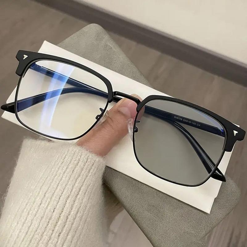 Y2K Style Square Frames Photochromic Eyeglasses for Female  Male Clear Lenses Computer Spectacles Professional Casual Wear