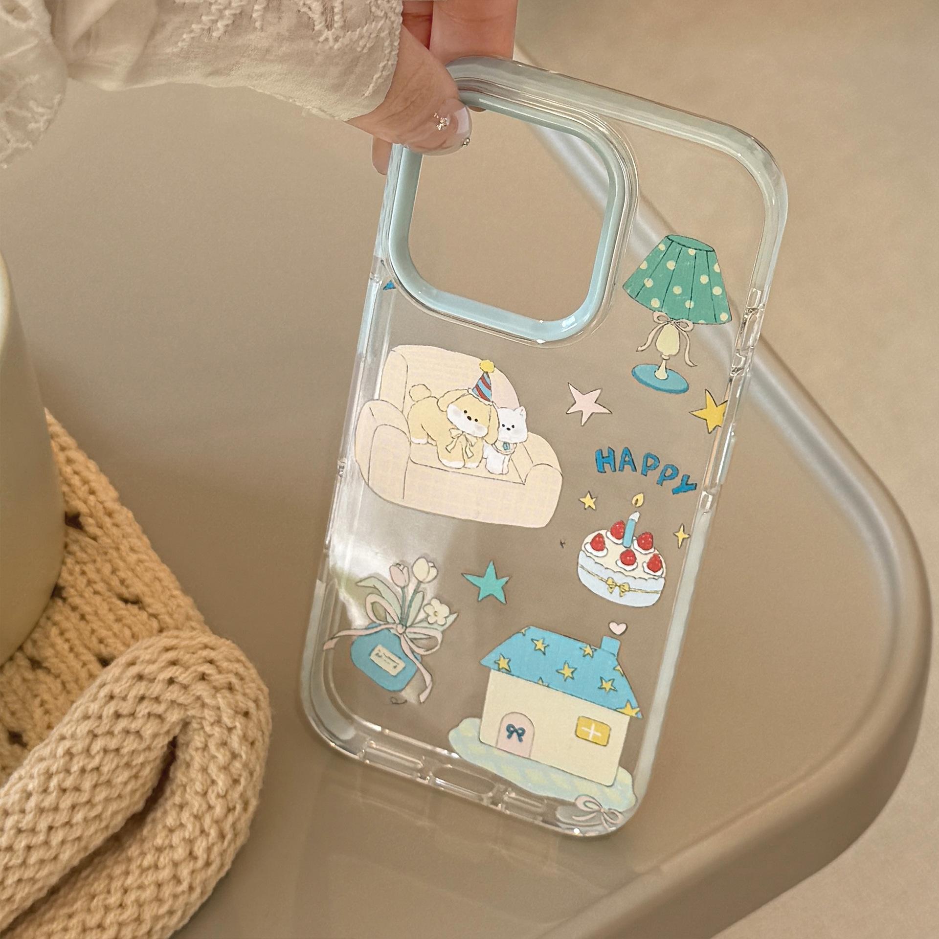 

Childlike Oil Painting Cartoon for Apple 17 Phone Case for IPhone16promax for 15 Rotating Puppy Stand 13 Soft 11 6.1