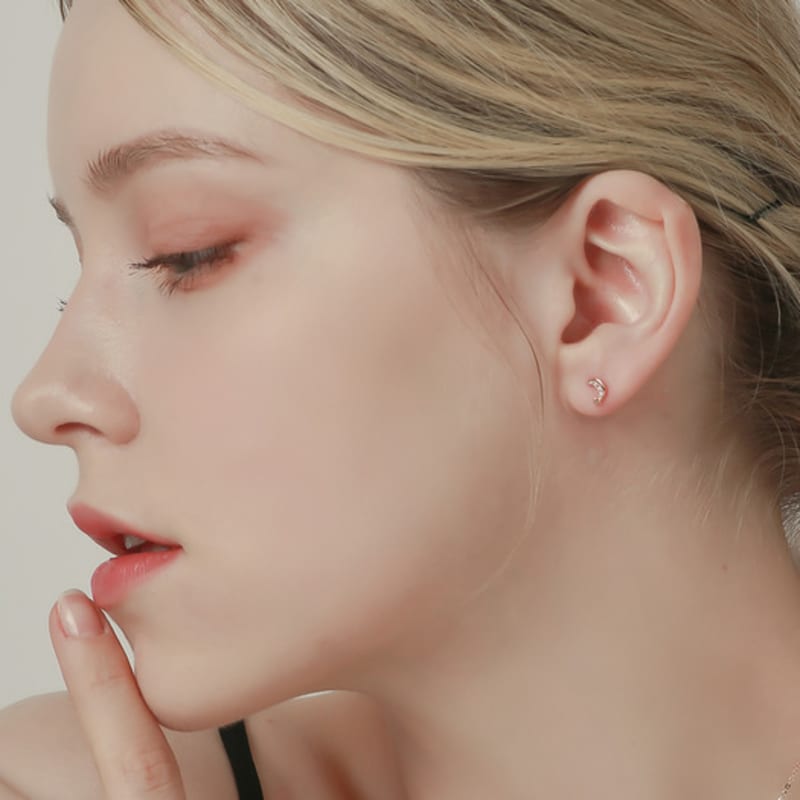 JEWNEL 14K rosegold Moon Star Cubic Piercing Earrings