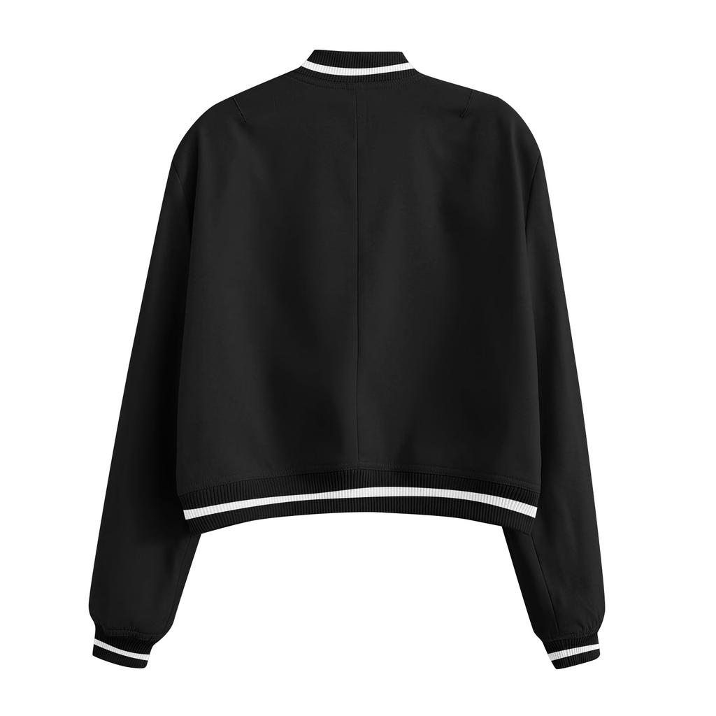 Ladies' Fashion Large Pocket Short Long Sleeve Button Jacket Coat