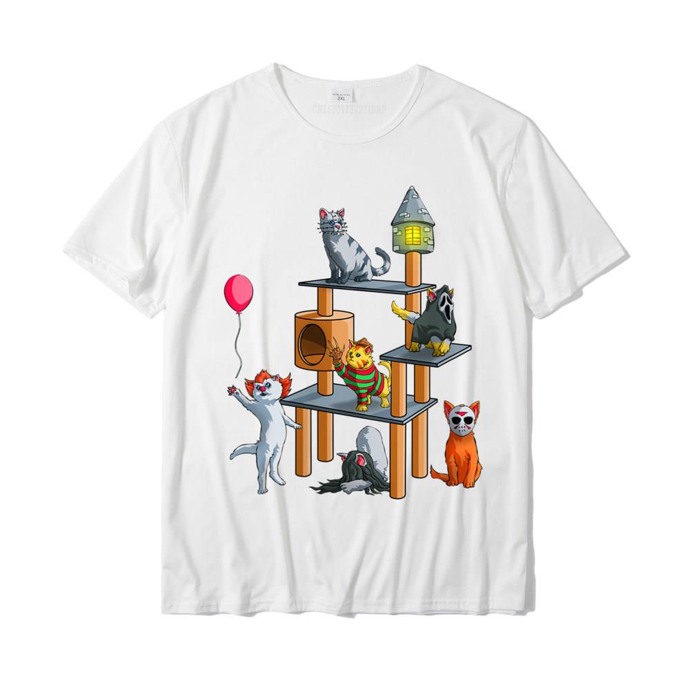 Funny Cat Horror Movies Cute Halloween for Cat Lovers TShirt Funny comfortable Top Tshirts Cotton Unisex Tops Shirts comfortable S