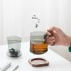 Nanshan Square Round Glass Tea Cup with Filter & Walnut Coaster
