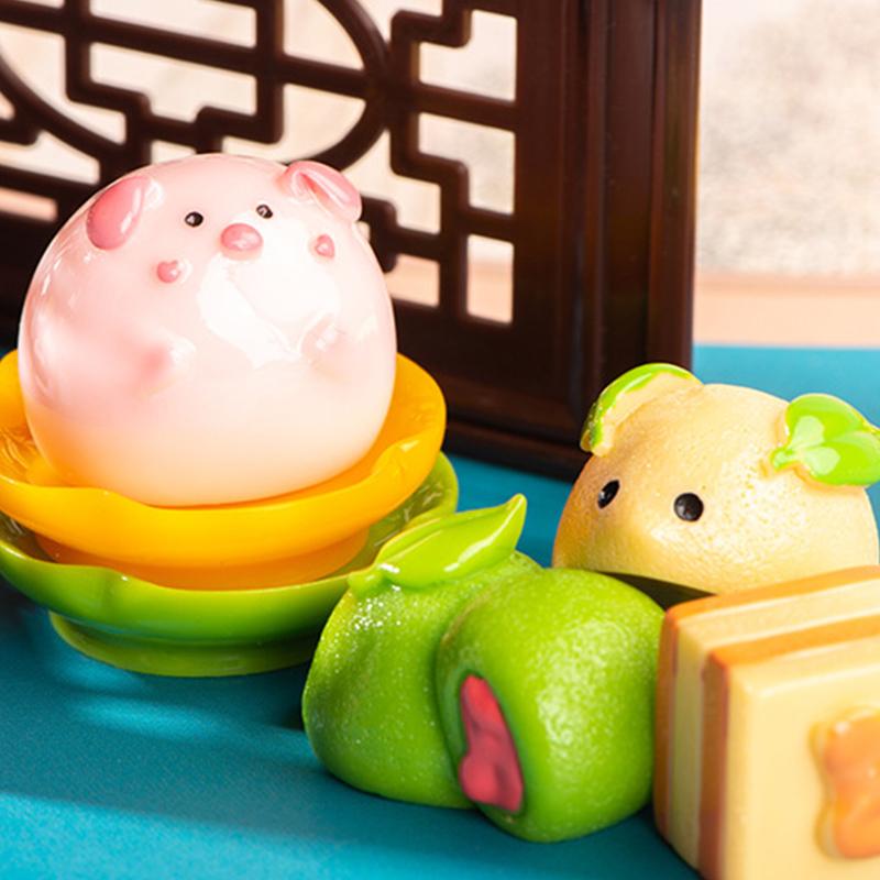 Creative Chinese Pastry Figurine Crafts Cute Cartoon Fruit Food Resin Ornaments