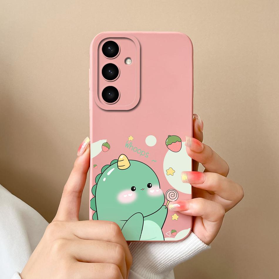 Case For Samsung S24 Plus Ultra Dinosaur Soft Liquid Silicone Lens Protection Anti Choc Cover For Galaxy S 24 S24+ S24Ultra Capa