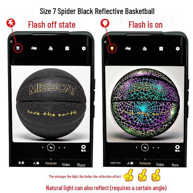 

Size 7 Pink Reflective Moisture-Wicking Basketball - Wear-Resistant, Fluorescent, Night-Glow, Street Style. Size 7 (Standard)