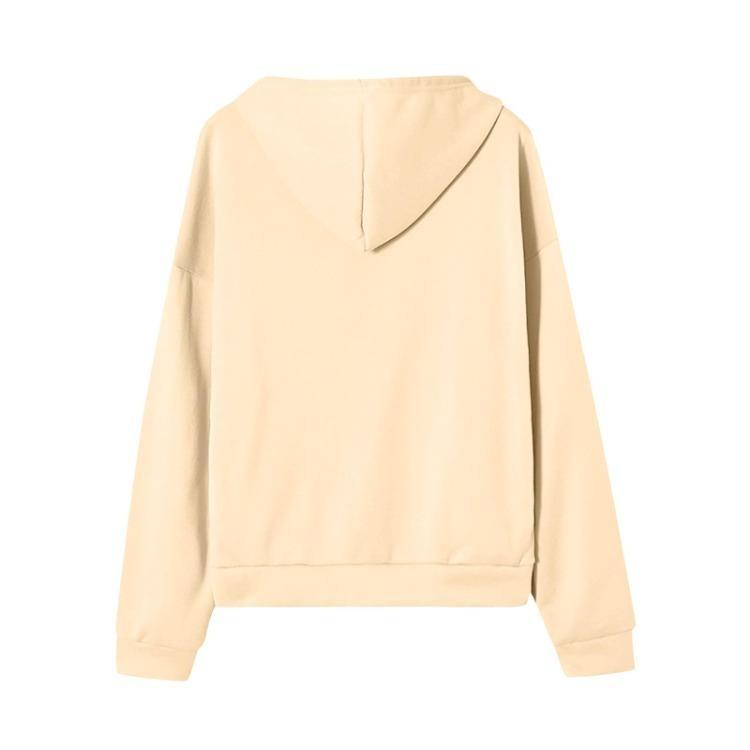Women Fashion Casual Hooded Long Sleeve Solid Color Zippered Sweatshirt