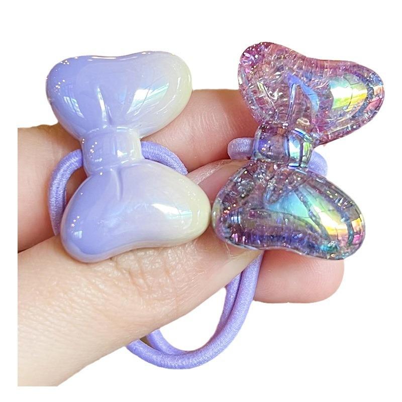 2PCS Lovely Colored Cream Burst Bow Girls Elastic Hair Bands Kids Princess Hair Accessories Children Hair Ties Baby Headwear