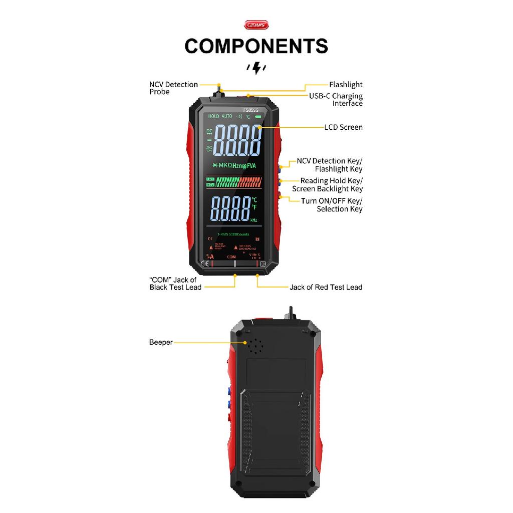 Easy to Read Easy to Operate Auto-ranging with 6000 Counts DMM Digital Multimeter Multi Tester with Voice Broadcast of Reading