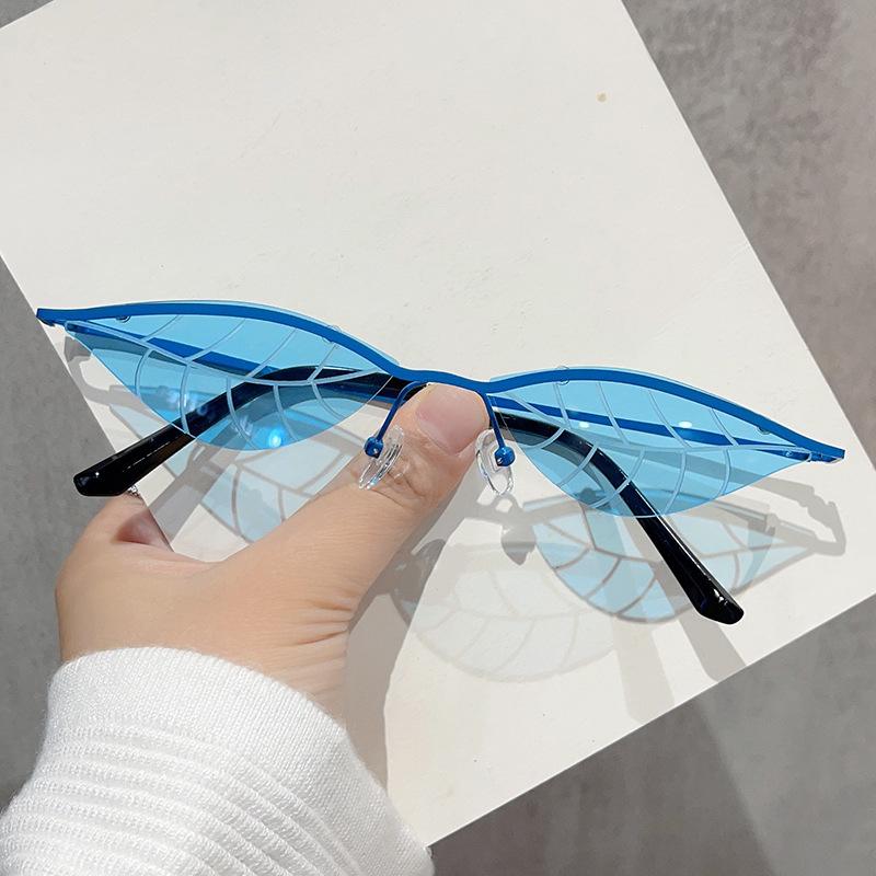 Leaf Shape Sunglasess Women New Trendy Rimless Metal Leg Women's Sun glasses Punk Party Show Female Sunglass