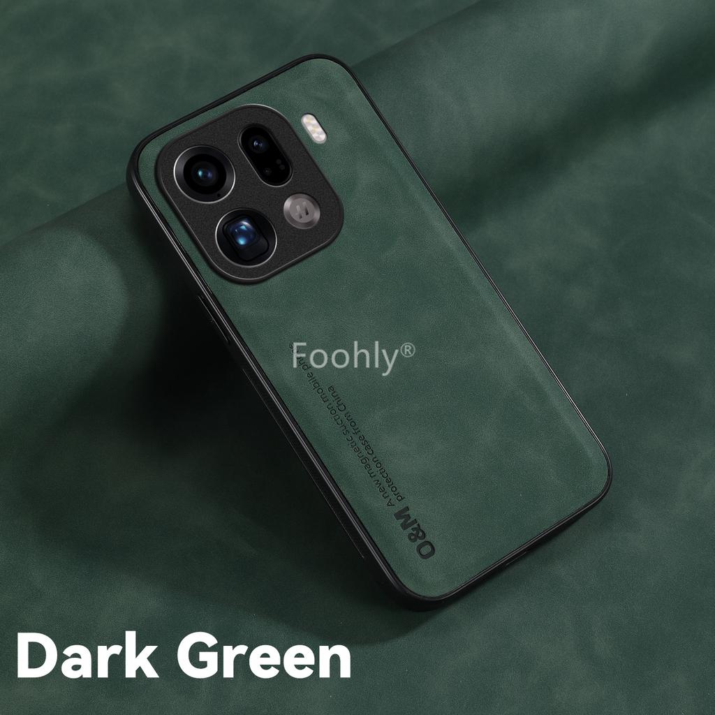Nubuck Leather Shockproof Magnetic Case for OPPO Find X9 Pro Protective Cover Back Shell Coque Funda