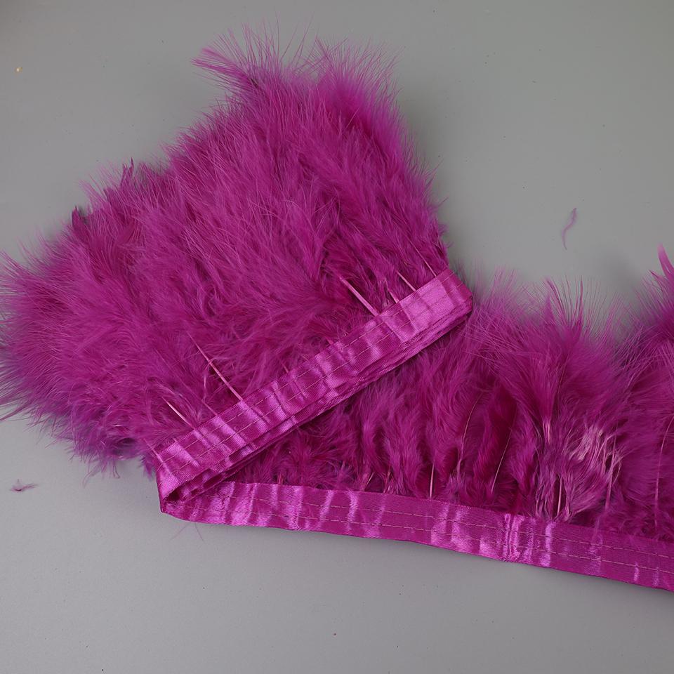 FeatherTurkey Feather Fringe 4-6inch Colorful Marabou Feather Tape for Handiwork Clothes Dress Handmade Cloth Strap Home Decoration