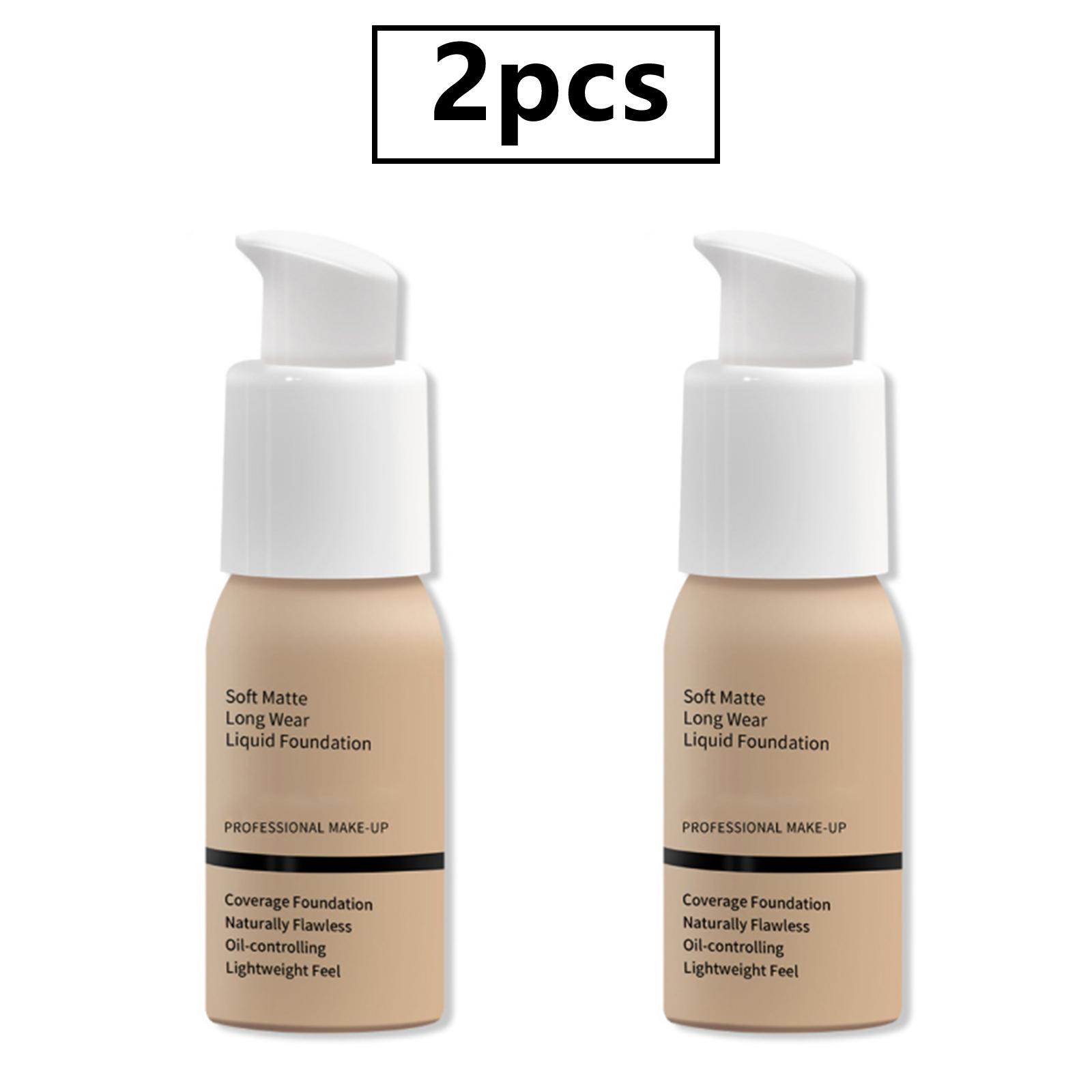 

Oil-Control Soft Matte Liquid Foundation (2-Pack), Waterproof Long-Lasting Wear, Lightweight Full Coverage Concealer Makeup One Size