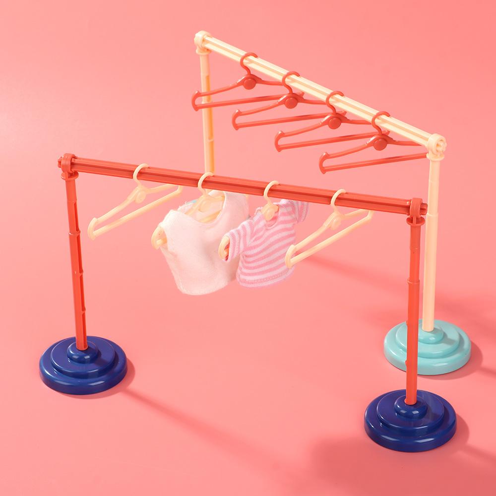 Plastic Gift Kids Toy Doll Accessories Garment Organizer Hangers Dollhouse Furniture Clothes Rack