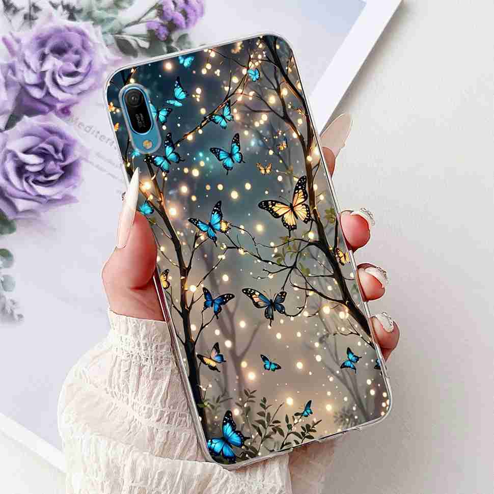 For Huawei Y6 Pro 2019 MRD-LX2 Case Fashion Flower Love Silicone TPU Shockproof Cover For Huawei Y6Pro Y16 pro 2019 Phone Cases