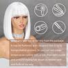 LISI HAIR Damenmode, kurze, reinweiße Bob-Perücke mit glattem Pony, Kunstfaser, schulterlang, glatt, Bob, weiß-silberne Perücke