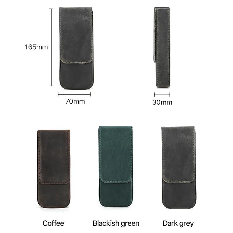 3pcs-slot Geniue Cowhide Pen Pencil Storage Cover Case Box Bags Magnetic Drawer Hand Made Student Accessories Tools Man Gift