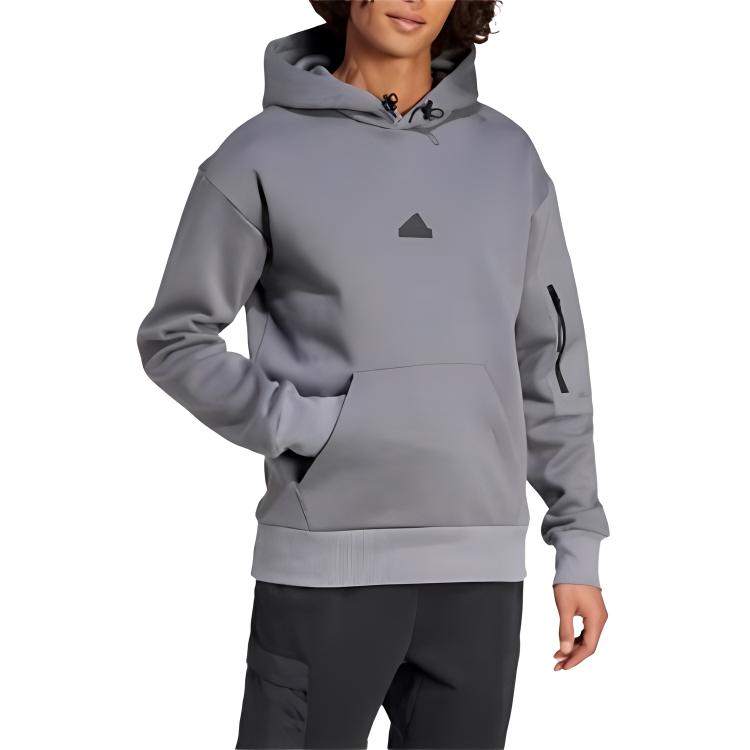 Adidas Sweatshirts Men's Gray Hooded Thickened Regular IY1518
