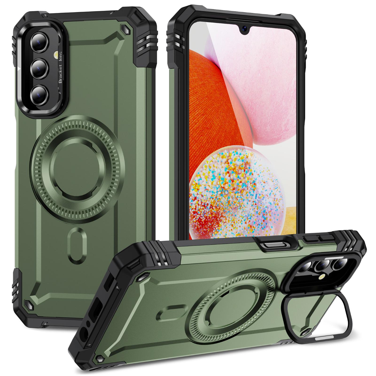 

For Samsung Galaxy A14 4G/5G Case Magnetic Case Metal Lens Frame Kickstand PC+TPU Mobile Cover E