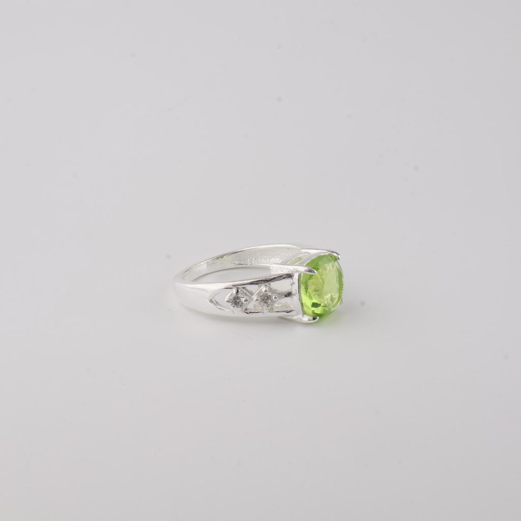 Peridot Gemstone 925 Sterling Silver Handmade Jewelry Designer Zircon Ring For Anniversary Gift CZR-15-4