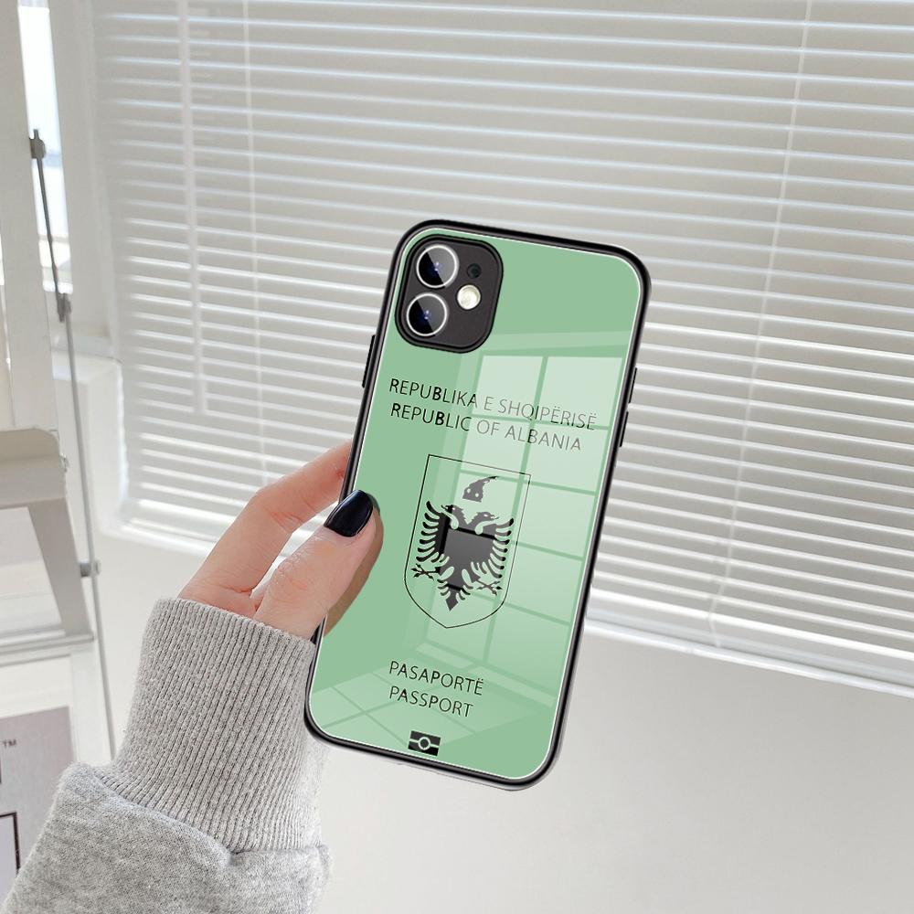 Per IPhone Albania Cassa Del Telefono Del Passaporto di Vetro Temperato 15 14 13 11 12 14 Pro XR XS MAX 8X7 Plus SE 13 14 Pro Mini Coperture