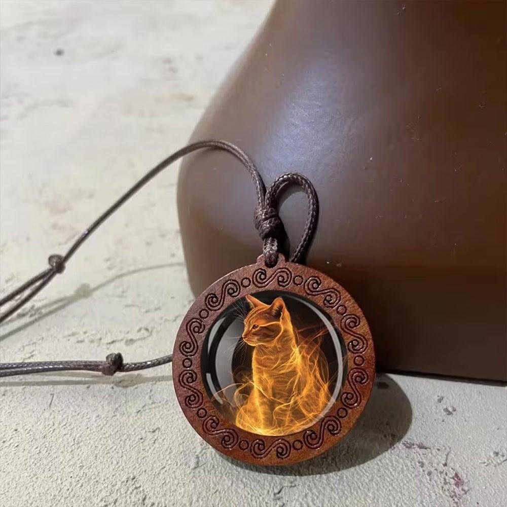 Leather Chain Wooden Pendant Necklace Boho Clothing Pendant Vintage Sweater Chain  for Women Men