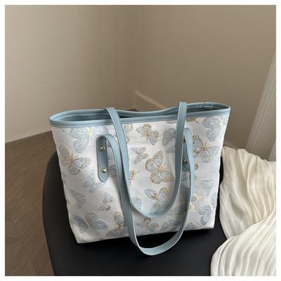 Borsa a Spalla con Farfalla Ricamata Tide - Elegante Borsa Tote di Grande Capacità