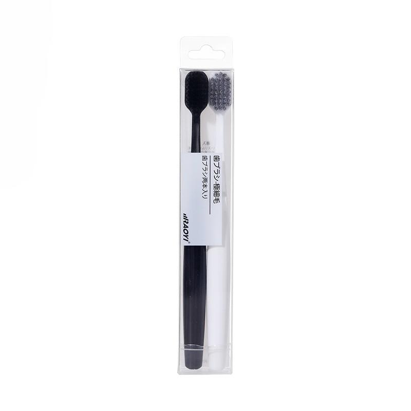 2-Pack Adult Soft Bristle Wide Head Manual Toothbrush Set Black White Daily Oral Care