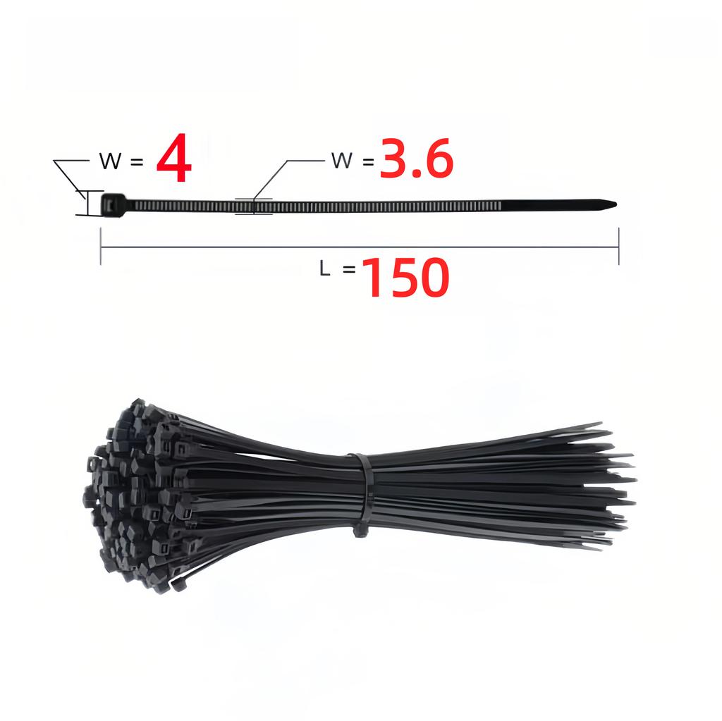 100 Black Nylon Cable Ties, High Tensile Strength, Uv Resistant, Fastening Loop Ties, Self-Locking, Suitable For Home And Office Wire Management