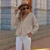 Women's 2025 Single-Breasted V-Neck Knitted Cardigan - Solid Color, Loose Fit, Hot-Selling European and American Sweater