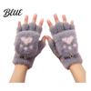 Fingerless Gloves with Flap Cover Furry Cat Paw Thermal Gloves Flip Top Mitten Button for Women Winter Cozy Outdoor Cold Weather Plush Half