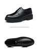 Men's Formal Leather Shoes, Autumn Style, 8CM Inner Lift, Thick Sole, Lace-up, Trendy Big Toe Design.