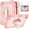 For iPad A16 11 Inch (2025)/iPad 10.9 Inch 10th Gen Shockproof Case, Built-in Pencil Holder, Tri-fold Stand, Clear Back, Black