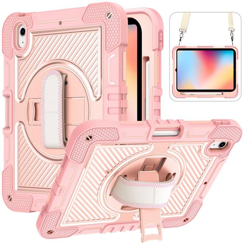 For iPad A16 11 Inch (2025)/iPad 10.9 Inch 10th Gen Shockproof Case, Built-in Pencil Holder, Tri-fold Stand, Clear Back, Black