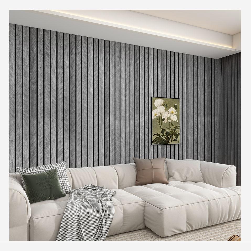 Thickened Faux Grille Self-Adhesive Fluted Panel Wallpaper Waterproof MoistureProof Home Accent Wall Renovation Sticker