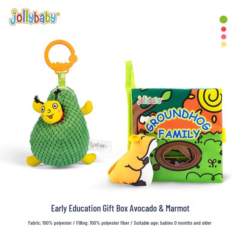 

Подарунковий набір для новонароджених JollyBaby: М яка дитяча тканинна книжка та заспокійлива мобільна іграшка для ліжечка на фруктову тематику.
