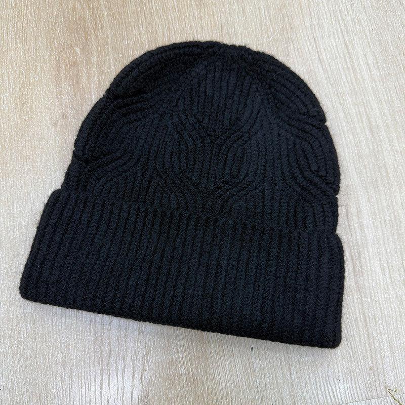 Fashion commuter style men's and women's knitted hats solid color warm eversion jacquard thickened wool hat outdoor hat