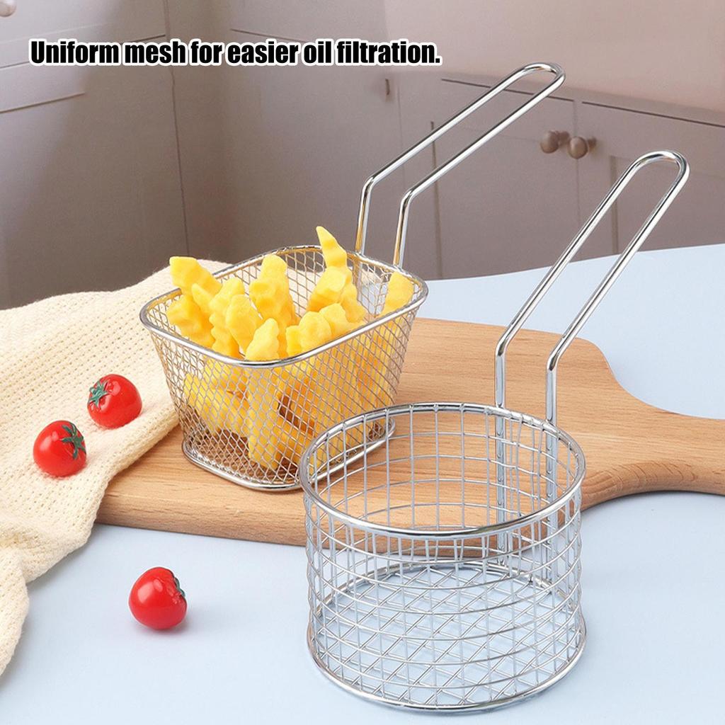 Frying Basket French Fry Serving Baskets Mini Stainless Steel Chips  Fry Baskets Food Presentation Strainer Potato Cooking Tool