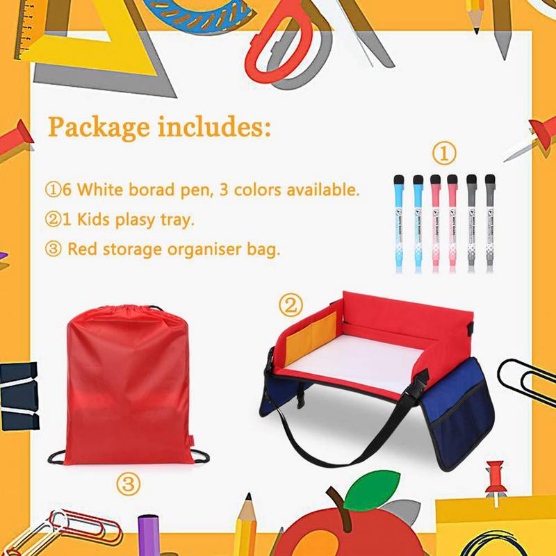 Kids Travel Tray For Car Seat Snack Auto Seat Children's Tray For Travel Car Children's Drawing Board With Storage Bags For RVs