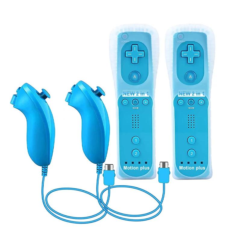 A Pair Remote Controller with Nunchuck Controller for Wii Games Control for Wii Console Wireless Gamepad with Motion Plus