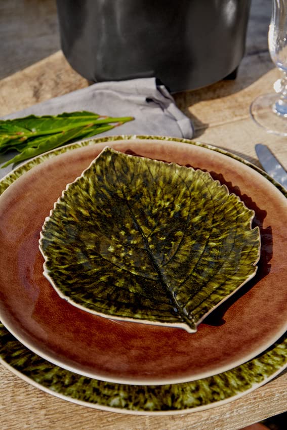 Officially Imported Costa Nova Riviera FORETS Leaf Microwave and Dishwasher Hydrangea VEP221FO Plate, Shape, Medium, Approx. 22cm, Safe, Design,