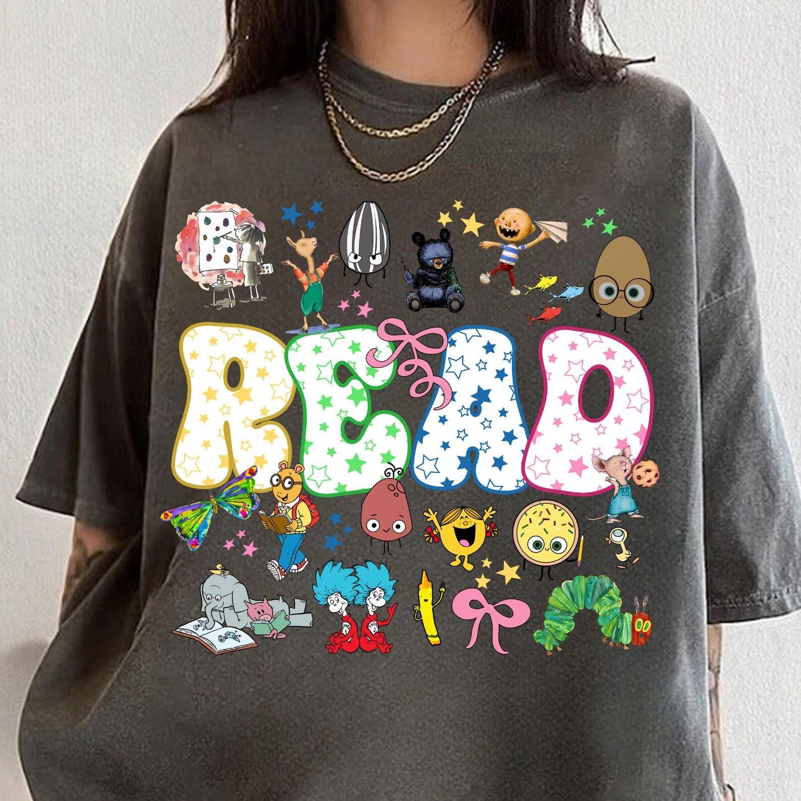 Read Children s Books Teacher Shirt, Happy First Day Of School Tee, Book Lover Shirt, Teacher Shirt, Elementary Teacher, Kindergarten Shirt S