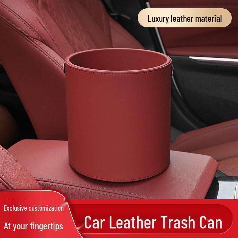 Leather Multifunctional Car Trash Can & Storage Bucket