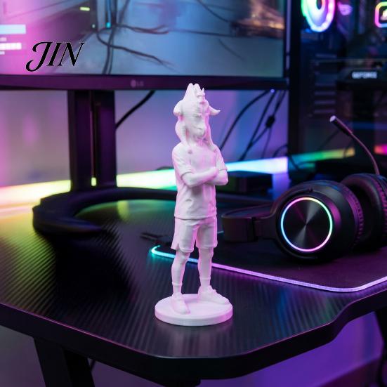 Funny Desktop Art 3D Printed Figurine, Novelty Figure with Chicken Figurine Head, Collectible Tabletop Ornament for Home Office Shelf Decor