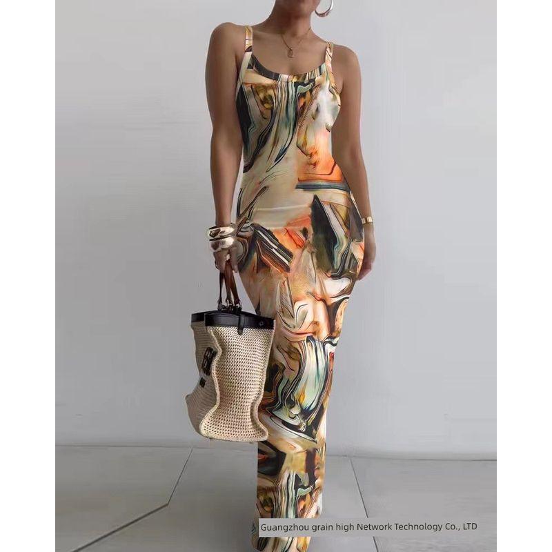Tailored and Tight Long Dress with Camisole Sling Slim Fit Skinny Long Dress