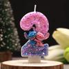 Stitch Angel Number  Candle Glitter Pink Blue Cartoon Character Birthday Cake Topper Candle Kids Party Decor Gift