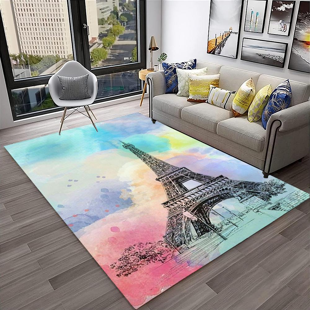 Francie Paříž Eiffelova věž Retro Koberec Kobereček pro Domov Obývací pokoj Ložnice Pohovka Rohožka Dekorace, Koberec do Dětského Hracího Koutku Protiskluzová Podlahová Rohož