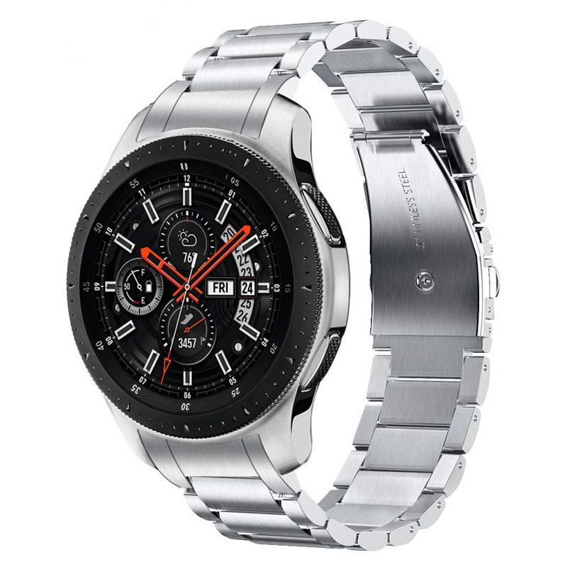

For Huawei Watch GT 4 46mm Watch Band Three Beads Stainless Steel Strap Replacement Silver
