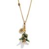 Elegant Green Christmas Tree Pendant Keychain Necklace with Enamel and Diamond Inlay.