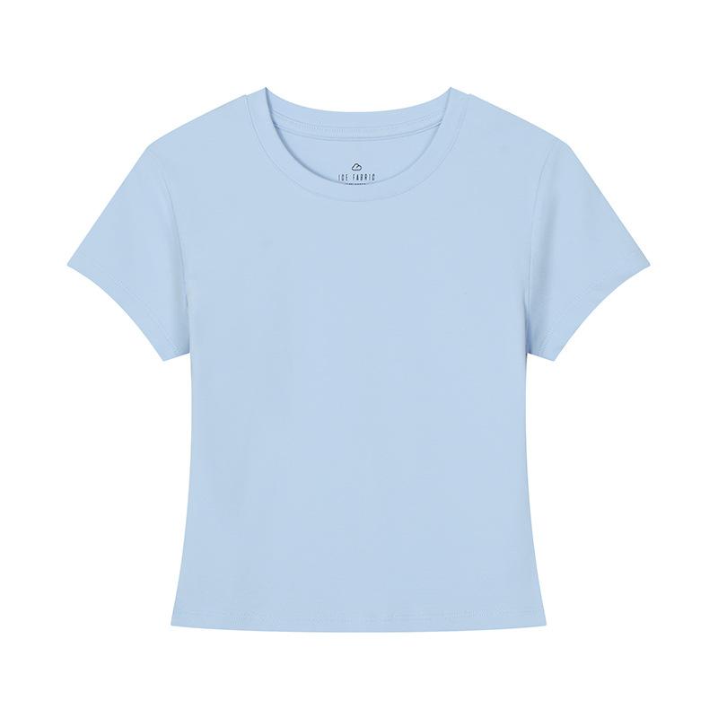Solid Color Short-sleeved T-shirt for Women's New Inner Round Neck Bottoming Shirt Versatile and Slim